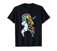 Dabbing Skeleton Unicorn Halloween Costume Skull Camiseta