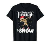 Dabbing Through The Snow Funny Skeleton Skull Christmas Camiseta