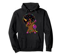 Dabbing Unicorn Afro Natural Hair Black Girl Unicorn Sudadera con Capucha