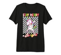 Dabbing Unicorn Stay Merry and Bright Christmas Groovy Xmas Camiseta Premium
