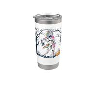 Dabbing Unicornio Esqueleto Divertido Halloween Dab Dance Mágico Vaso térmico de acero inoxidable de doble pared