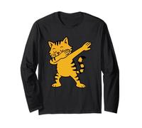 Dabbing Yellow Fluffy Cat Mewo Moves Vintage Manga Larga