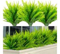 DabbOo 12 PCS Helecho Artificial Grande Helechos Artificiales Verde Falso Arbusto Plantas Artificiales Exterior Adecuadas Balcones, Jardines, Decoración de Alféizares de Ventanas