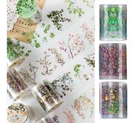 DabbOo egatinas de Cinta Washi 3 Rollos Flores Para Manualidades Pegatinas PET Accesorios de Cinta Washi Adecuados para áLbumes de Recortes, Diarios, Revistas, Etc. (Serie Yamano Flower Branch)