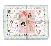 dabelino® Papel de regalo para niños/niñas, juego de 4 hojas + 1 tarjeta (ecológica, papel reciclado, cumpleaños, color rosa, pastel, diversidad)