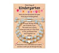 Dabem Regalos para el primer día de jardín de infantes/escuela, pulseras de piedra natural de corazón a juego para madre e hija, mamá y yo, regalos de vuelta a la escuela para niñas y adolescentes,