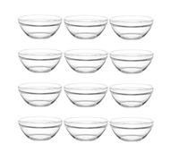 DABH4ND Juego de cuencos de vidrio para servir pudín y caviar, recipientes de vidrio pequeños apilables, vasos transparentes de 3 onzas, juego de 12