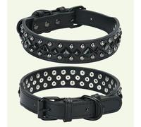 DaBingDian 1 Pieza Collar con Remaches de Cuero Pesado Vintage para Perros, Collar antimordeduras y protección para el Cuello. Apto para Perros medianos a Grandes.