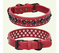 DaBingDian 1 Pieza Collar con Remaches de Cuero Pesado Vintage para Perros, Collar antimordeduras y protección para el Cuello. Apto para Perros medianos a Grandes.