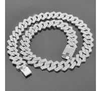 DaBingDian Arnés de Cadena para Collar de Perro, de Metal de Lujo con Diamante 20 mm de Ancho, para Pastor alemán, Perros Grandes, Accesorios de Cadena.