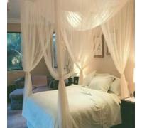 DaBingDian Elegante mosquitera Cuadrada de algodón Blanco de Cuatro Puertas, Atractiva, para Cama Doble tamaño King o Queen, con mosquitera, de Primera Calidad.