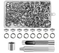 dabinzhijia 120 Piezas Kit Herramienta Ojetes, Metalicos Ojetes,12mm Ojales para Lonas, Ojales Arandela con 3 Herramientas Perforación y Caja, para Lonas,Cortinas,Toldos Ropa Bricolaje (12mm)