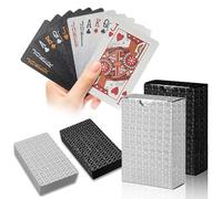 dabinzhijia 2 Barajas Cartas de Poker Impermeables de Plástico, 54 Naipes por Juego, Diseño Elegante Negro y Oro, Cartas para Blackjack, Tarot, Blackjack, Texas (Plata y Oro)