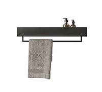 DABStory Toallero con estante 60cm para toallas de invitados, toallero de acero inoxidable, barra para toallas, montaje en pared para baño y cocina, accesorio de almacenamiento para baño VASCA Negro