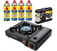 Dacada2005 Hornillo de Gas Portátil B-250 con Maletín y 4 Cartuchos de Gas Butano de Recambio para Camping, Cocina y Exterior