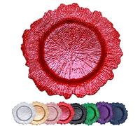 DaCakeWS Placas cargadoras rojas de arrecife de 13 pulgadas, placas de carga multifunción, adecuadas para restaurantes, fiestas, bodas y otras decoraciones de festivales.