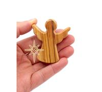 Dacaret Factory Olive Wood Guardian Angel for Hand Palm and Pocket Anti Stress and Anxiety Thumb Stone Comfort Worry Healing Se