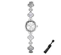 Dacdyi Exquisito reloj de pulsera de trébol de cuatro hojas con hueco dorado para mujer, relojes de vestir vintage, ligero, esfera redonda, reloj de pulsera de cuarzo, herramienta de ajuste incluida