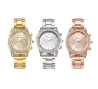 Dacdyi Juego de 3 relojes elegantes de diamantes para mujer, esfera redonda clásica, bisel replica, analógico, cuarzo, relojes para mujer