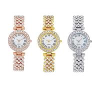 Dacdyi Reloj de pulsera analógico de cuarzo para mujer, 3 unidades, elegante brazalete de diamantes, plateado, Moderno