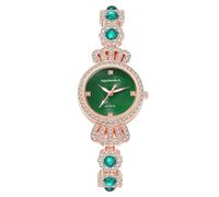 Dacdyi Reloj de pulsera analógico de cuarzo para mujer con corona redonda y esfera verde, Verde, Elegante