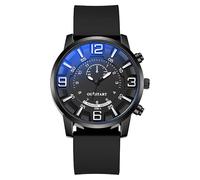 Dacdyi Reloj de pulsera analógico para hombre con correa de silicona, esfera grande, cómodo y duradero para el uso diario, Tira negra
