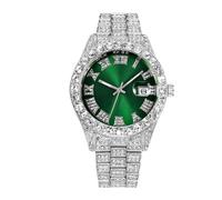 Dacdyi Reloj de pulsera de cuarzo con diamantes de lujo para mujeres y hombres, Verde