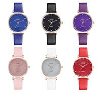 Dacdyi Relojes de pulsera analógicos de cuarzo para mujer, 6 unidades, correa de cuero, simples, Varios colores