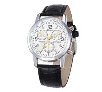 Dacdyi Relojes de pulsera para hombre y mujer, estilo casual, de cuero, cuarzo, esfera redonda, Blanco