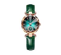 Dacdyi Relojes de pulsera para mujer, elegante, correa de cuero, simulación de moda, reloj creativo de esfera de diamante, esfera redonda, analógico, de cuarzo, Verde