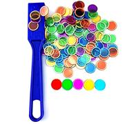 Dacefloy Juego de fichas magnéticas de bingo, varita magnética, 100 discos de metal multicolor con anillas, kit de ciencia STEM, accesorios de aprendizaje, fichas nocturnas de juego familiar