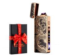 Dachance Cool Gifts Electric Lighter for Men Dad Him Digital Counter Bettary Display Windproof Flameless Plasma USB Rechargeable ARC Birthday Gifts for Men, Boyfriend, Husband (dragón)