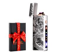 Dachance Cool Gifts Electric Lighter for Men Dad Him Digital Counter Bettary Display Windproof Flameless Plasma USB Rechargeable ARC Birthday Gifts for Men, Boyfriend, Husband (Fluorescente)