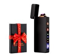 Dachance Cool Gifts Electric Lighter for Men Dad Him Digital Counter Bettary Display Windproof Flameless Plasma USB Rechargeable ARC Birthday Gifts for Men, Boyfriend, Husband (Negro)
