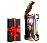 Dachance Electric Lighter for Men Dad Him Digital Counter Bettary Display Windproof Flameless Plasma USB Rechargeable ARC Birthday Gifts for Men, Boyfriend, Husband (Lobo)