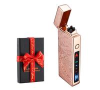 dachance Encendedor eléctrico personalizado, regalo a prueba de viento, recargable por USB, doble arco para camping, regalo del día de San Valentín (dragón dorado)