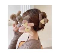 DACHAO Juego de 7 pinzas para el pelo grandes de 4.33 pulgadas, pinzas de pelo de felpa esponjosas multicolor, clip de clip, decoración en forma de corazón adecuada para mujeres y niñas, estilo
