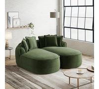 DACHETOU Cómodo sofá doble de chenilla verde, diseño sin marco, chaise longue doble extra grande, incluye cojín, no requiere montaje