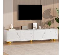 DACHETOU Mueble para televisión blanco 180 x 40 x 45 cm, diseño de dibujos animados, con 2 armarios, mueble para TV en forma de nube, con 5 patas de apoyo