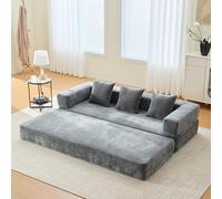 DACHETOU Sofá modular de chenilla gris oscuro, muy suave, se puede combinar libremente con bolsillos laterales para almacenamiento, base antideslizante, para sala de estar, zona de juegos, bricolaje