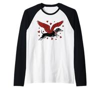 Dachshund alas de ángel Volando Lindo Perro Salchicha Camiseta Manga Raglan