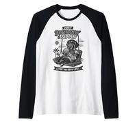Dachshund Bebiendo café Helado en un Columpio b&w Divertido Camiseta Manga Raglan