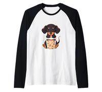 Dachshund Boba Tea Bubble Tea Anime Kawaii Dog Camiseta Manga Raglan