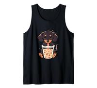 Dachshund Boba Tea Bubble Tea Anime Kawaii Dog Camiseta sin Mangas
