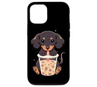 Dachshund Boba Tea Bubble Tea Anime Kawaii Dog Carcasa para iPhone 12/12 Pro
