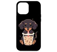 Dachshund Boba Tea Bubble Tea Anime Kawaii Dog Carcasa para iPhone 12 Pro MAX