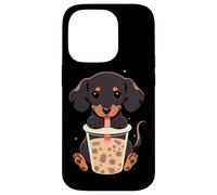 Dachshund Boba Tea Bubble Tea Anime Kawaii Dog Carcasa para iPhone 14 Pro