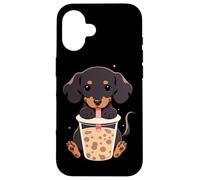 Dachshund Boba Tea Bubble Tea Anime Kawaii Dog Carcasa para iPhone 16