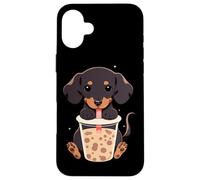 Dachshund Boba Tea Bubble Tea Anime Kawaii Dog Carcasa para iPhone 16 Plus