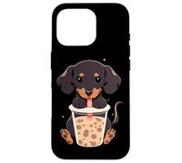 Dachshund Boba Tea Bubble Tea Anime Kawaii Dog Carcasa para iPhone 16 Pro